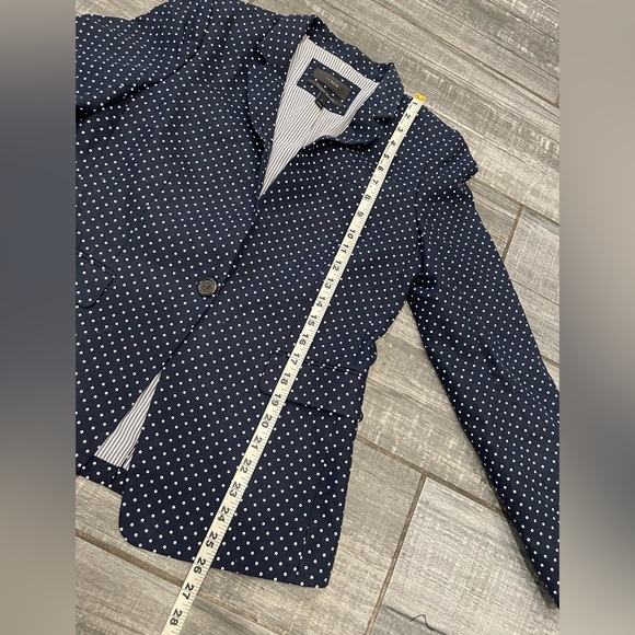 J. Crew 100% Linen Navy & White Polka Dot Regent Blazer Jacket size 8 - Picture 9 of 12